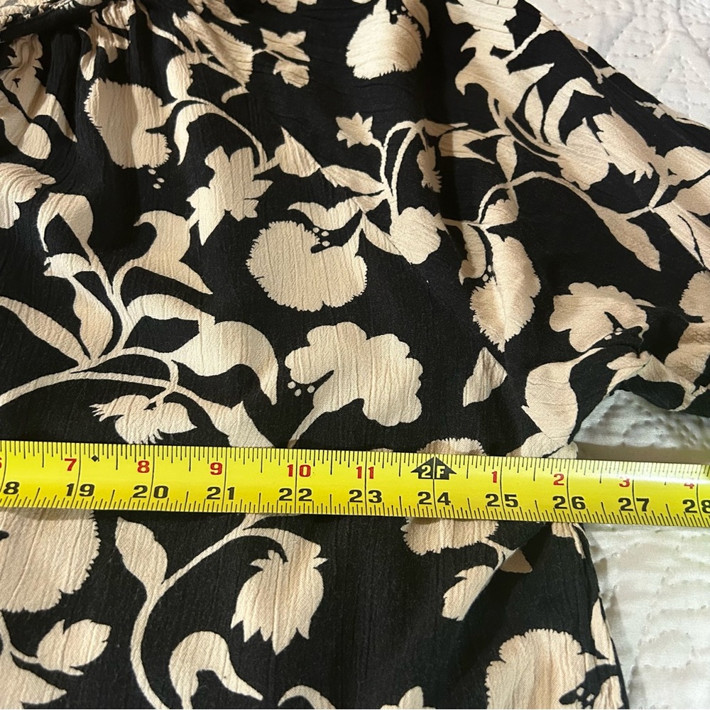 Knox Rose Balloon Sleeve Tassel Top Black and Cream Floral Flowy Swingy Sz XXL - Picture 8 of 10